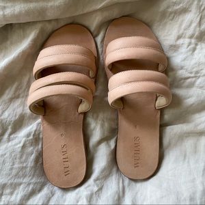 Nude Leather Slides (Never Worn)